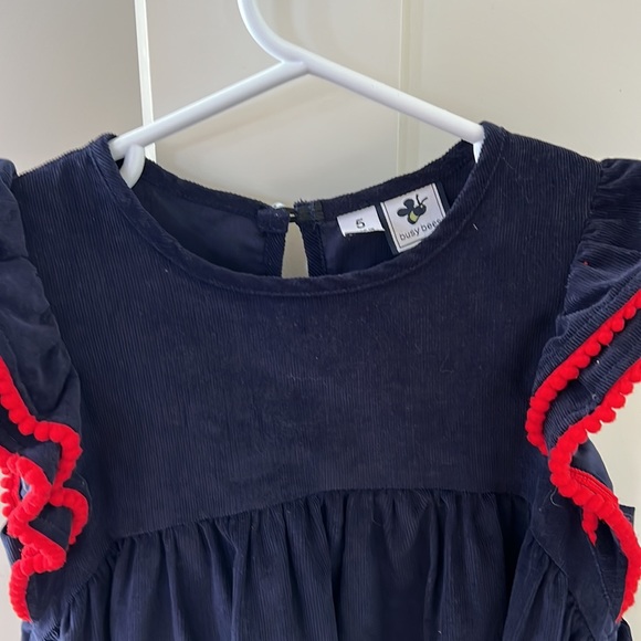 Busy bees navy corduroy flutter dress - Picture 2 of 4
